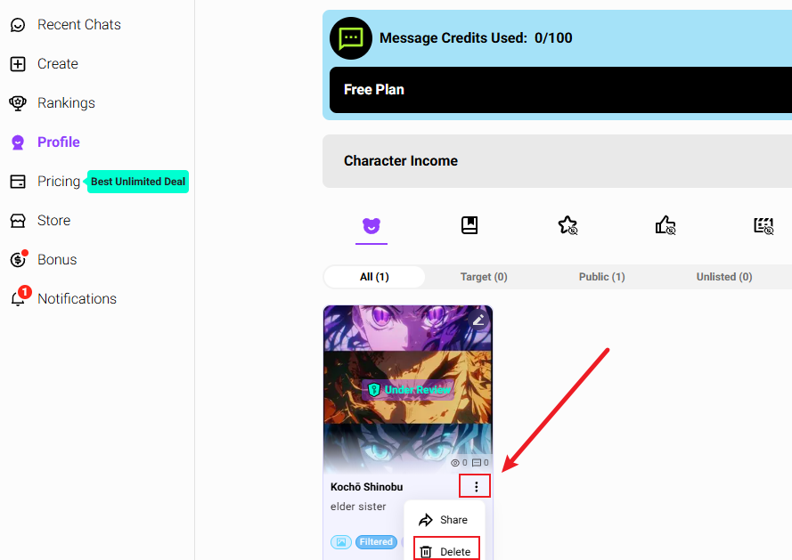 How to Delete a Crushon AI Character AI account?